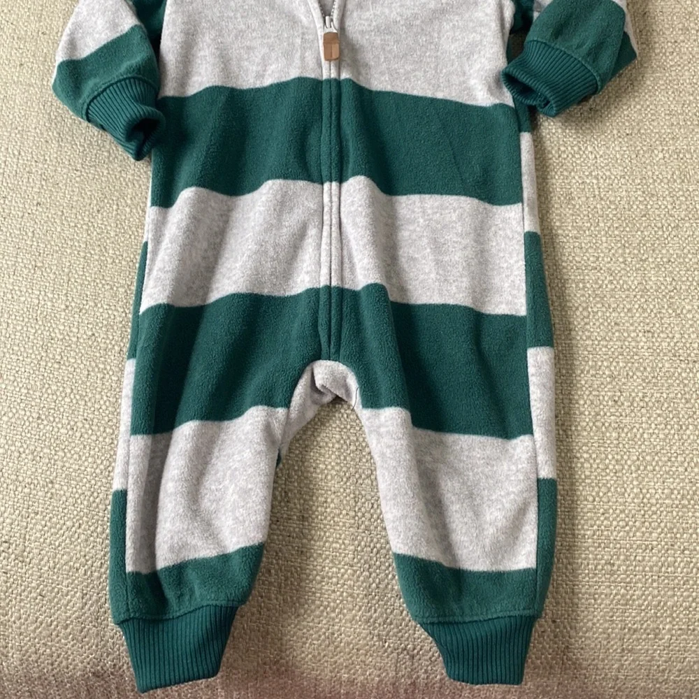 Carters Baby Boy Winter Hooded Zip Up Bodysuit Jumpsuit Bundle Lot 2 Pc.
